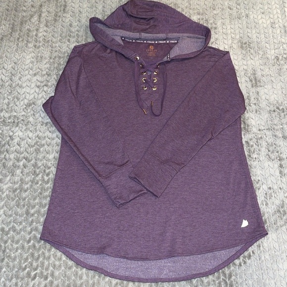 Free 2 Be Purple Hoodie. Size XXL. Long Sweatshirt w scoop hemline. Super soft - Picture 9 of 11